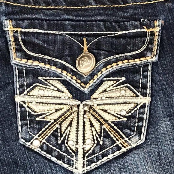 Red Camel Embellished Flap Pocket Skinny Jeans - Picture 8 of 15